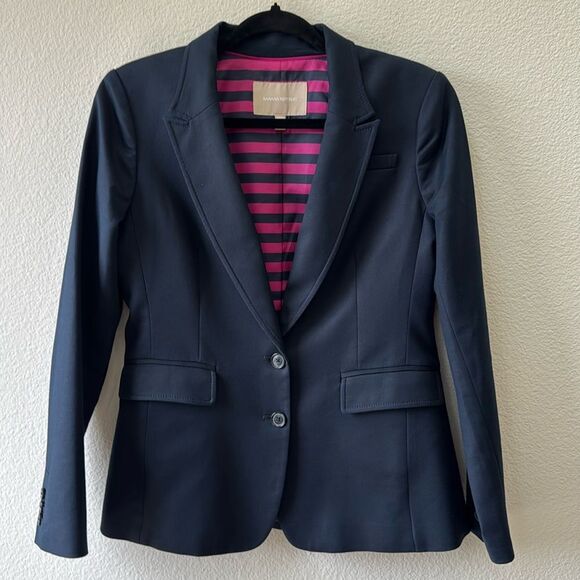 Banana Republic Jackets & Blazers - Banana Republic Navy Blazer with Pink Striped Lining